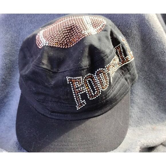Cap Adjustable Strapback Studded Orange/Silver Football Design HatCap. One size - Picture 3 of 6